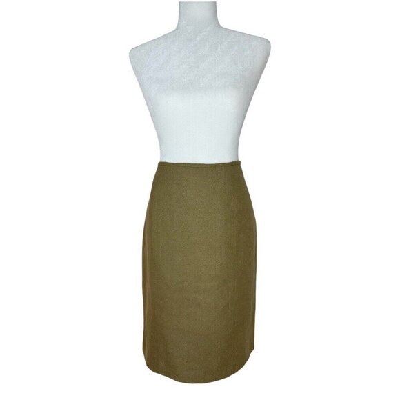 Yves Saint Laurent Women's Tan Linen Designer Lux Straight Pencil Skirt FR44/W33 - Picture 1 of 14